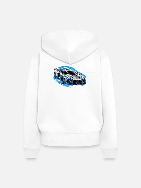 Future Auto Silber – Neon Speed - Frauen Premium Bio Zip Hoodie - Weiß