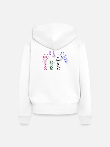 Bunte Giraffen Pop-Art Muster - Frauen Premium Bio Zip Hoodie - Weiß