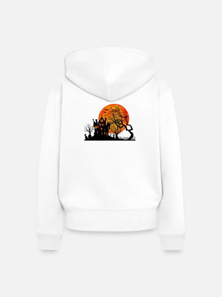 Spukhafte Halloween-Nacht - Frauen Premium Bio Zip Hoodie - Weiß