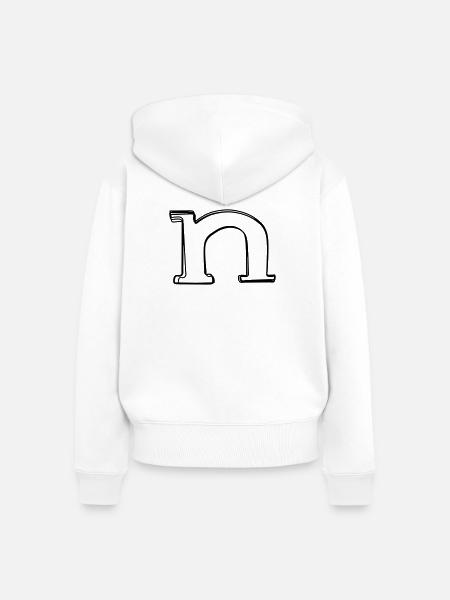 Kleinbuchstabe n handgezeichnet - Frauen Premium Bio Zip Hoodie - Weiß