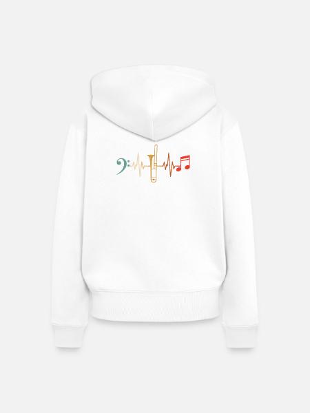 Posaunist Herzschlag-Posaune - Frauen Premium Bio Zip Hoodie - Weiß