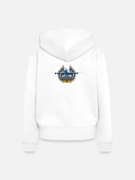 B 747 - Frauen Premium Bio Zip Hoodie - Weiß
