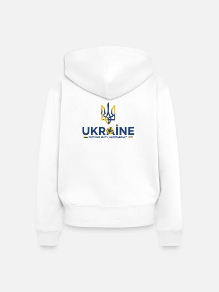 Dreizack Sonnenblume Ukraine Flagge - Frauen Premium Bio Zip Hoodie - Weiß