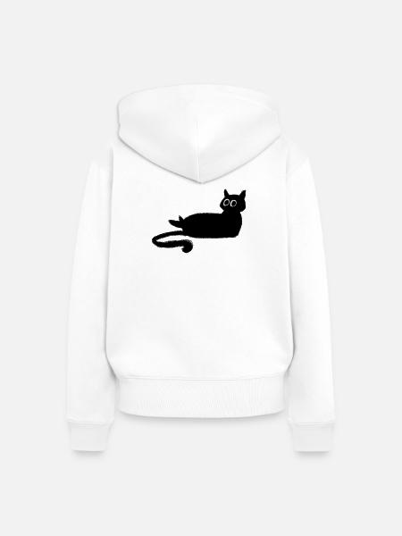 Anthrazit Schwarze Katze - Frauen Premium Bio Zip Hoodie - Weiß