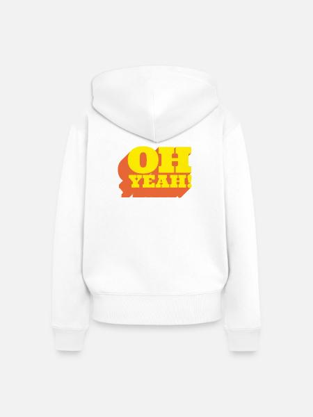 Oh Yeah! Positiver Statement-Spruch im Retro-Look - Frauen Premium Bio Zip Hoodie - Weiß