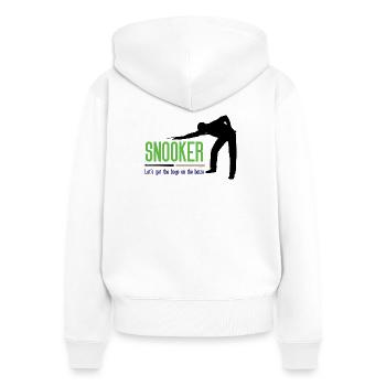 Snooker - Mettons les gars sur le bais - Sweat à capuche zippé Premium bio Femme - blanc - Dos - AI Model Female 172 light (172cm)