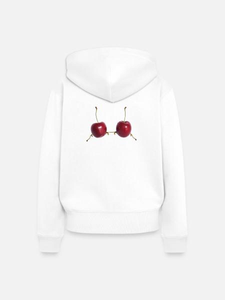 Kirschenherz Verbindung - Frauen Premium Bio Zip Hoodie - Weiß