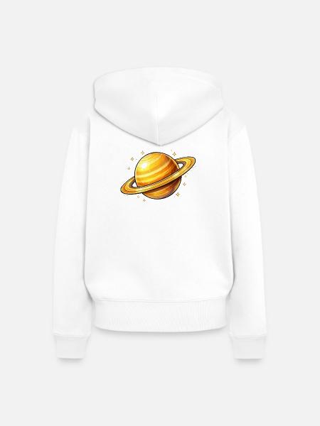 Saturn mit leuchtenden Ringen - Frauen Premium Bio Zip Hoodie - Weiß