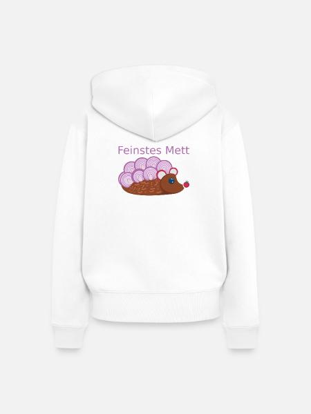 Der Mettigel: Feinstes Mett! (Nr.2) - Frauen Premium Bio Zip Hoodie - Weiß