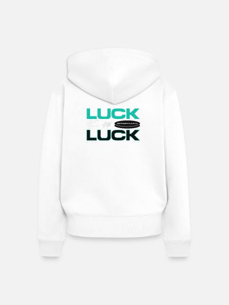 Luck & Opportunity Motiv - Frauen Premium Bio Zip Hoodie - Weiß