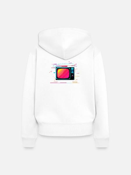 TV Synthwave - Frauen Premium Bio Zip Hoodie - Weiß