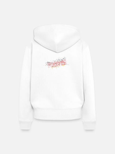 Berliner Skyline Pinselstrich - Frauen Premium Bio Zip Hoodie - Weiß