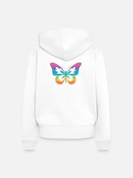 Schmetterling Regenbogen Autismus-Spektrum - Frauen Premium Bio Zip Hoodie - Weiß