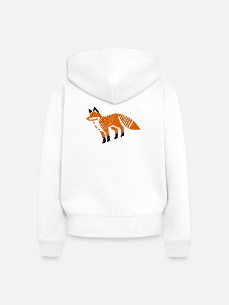 Rustikaler Fuchs im Stempel-Look - Frauen Premium Bio Zip Hoodie - Weiß
