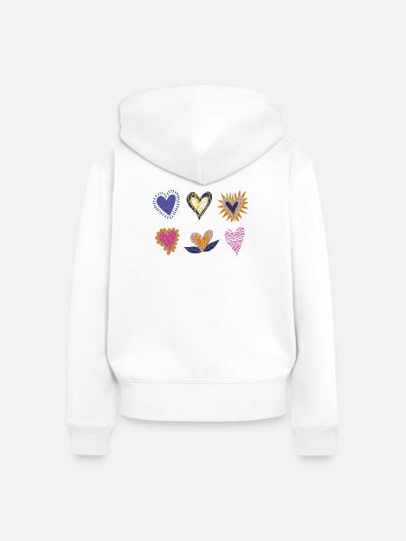 Herzen für alle - Frauen Premium Bio Zip Hoodie - Weiß