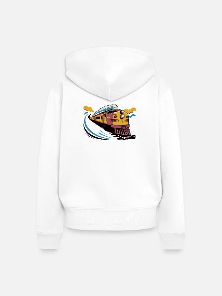 Retro-moderne Lokomotivillustration - Frauen Premium Bio Zip Hoodie - Weiß