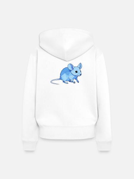 Blauer Low-Poly Maus - Frauen Premium Bio Zip Hoodie - Weiß