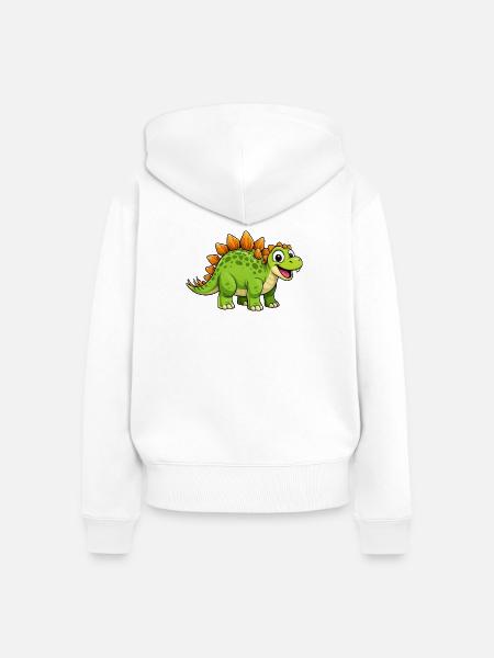 Fröhlicher Dino Stegosaurus - Frauen Premium Bio Zip Hoodie - Weiß