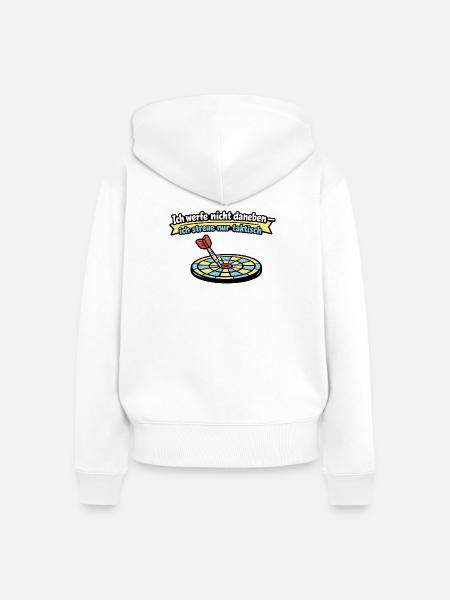 Taktischer Wurf: Dart Humor - Frauen Premium Bio Zip Hoodie - Weiß