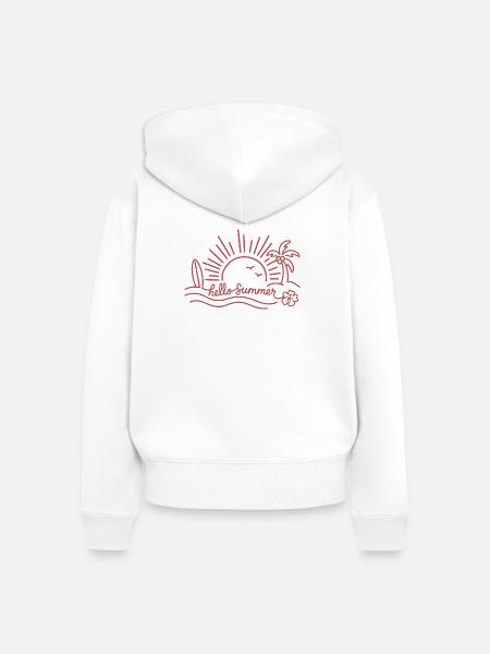 Hello Summer Sonnenuntergang Strand - Frauen Premium Bio Zip Hoodie - Weiß