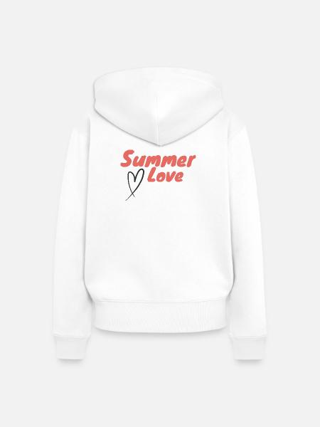 Sommerliebe Drehbuch Herz Positive Sommerenergie - Frauen Premium Bio Zip Hoodie - Weiß