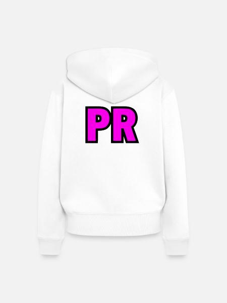 PR Initialen Block Logo - Frauen Premium Bio Zip Hoodie - Weiß