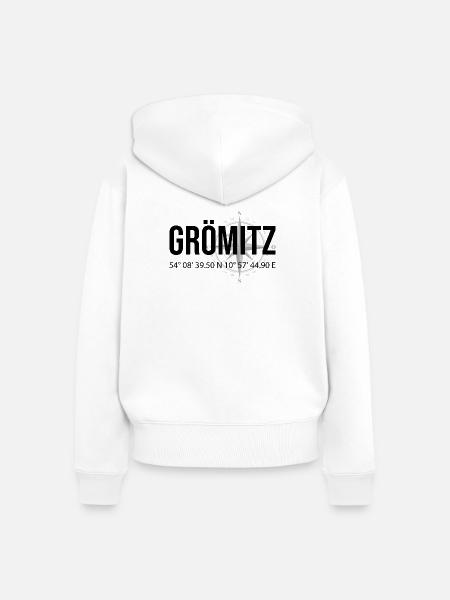 Koordinaten Grömitz - Frauen Premium Bio Zip Hoodie - Weiß