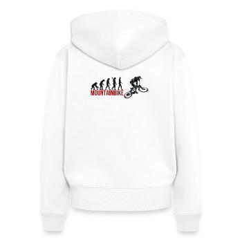 Evolution Mountainbike - Frauen Premium Bio Zip Hoodie - Weiß - Hinten - AI Model Female 172 light (172cm)
