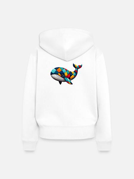 Harlekinwal - Frauen Premium Bio Zip Hoodie - Weiß