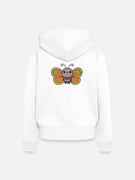 Schmetterling - Frauen Premium Bio Zip Hoodie - Weiß