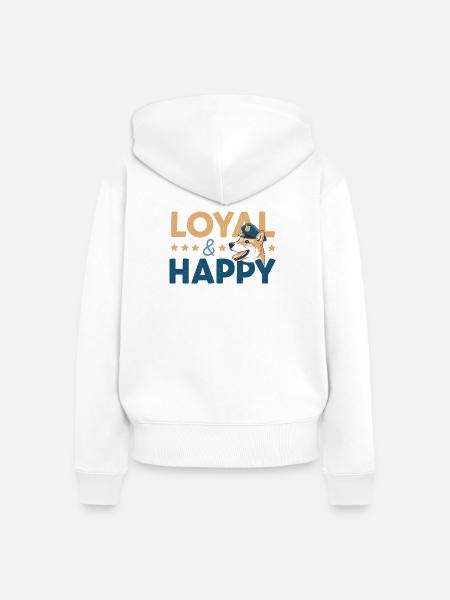 Loyale & Glückliche Grafik - Frauen Premium Bio Zip Hoodie - Weiß