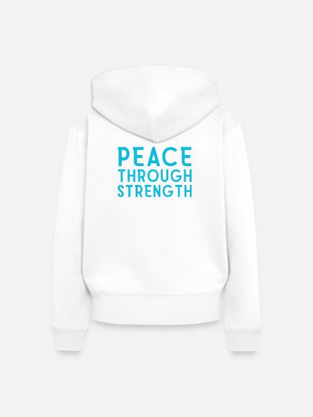 Frieden durch Stärke - Frauen Premium Bio Zip Hoodie - Weiß