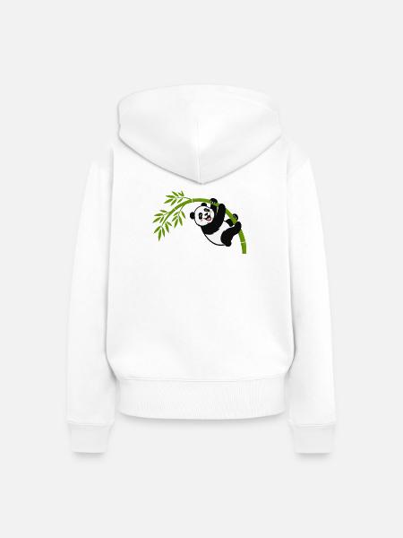 Panda hängt am Bambusbogen - Frauen Premium Bio Zip Hoodie - Weiß