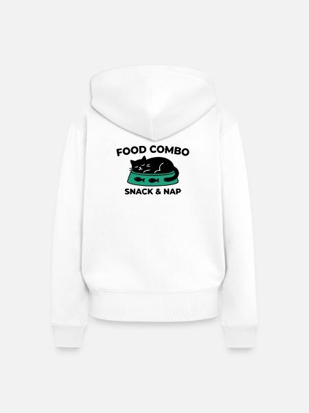Snack Nap Katze Logo - Frauen Premium Bio Zip Hoodie - Weiß