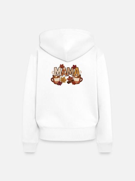 Fall Mama Cozy Patchwork Cider - Frauen Premium Bio Zip Hoodie - Weiß