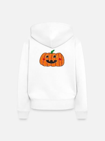 Freudige Kerbislaternen-Kritzelei - Frauen Premium Bio Zip Hoodie - Weiß
