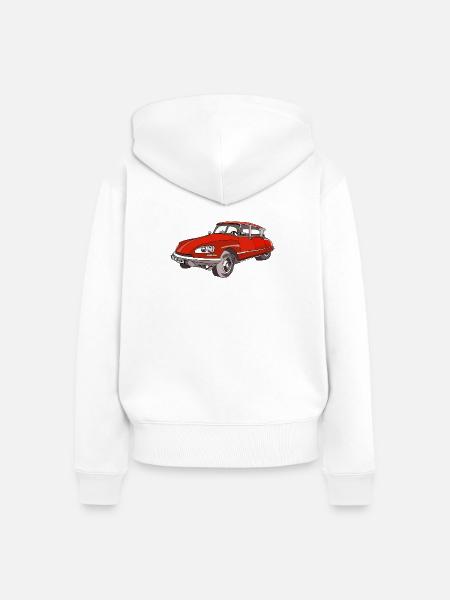 Roter Oldtimer Coupé Illustration - Frauen Premium Bio Zip Hoodie - Weiß