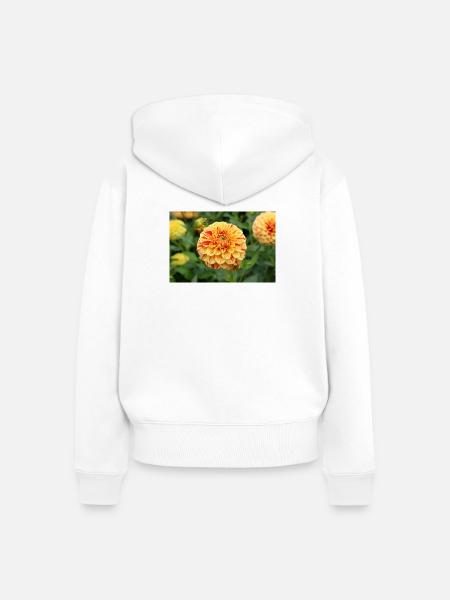 gelbe Dahlie Blüte Blume Poster - Frauen Premium Bio Zip Hoodie - Weiß