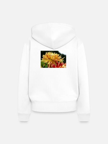 Dahlie gelb Blüte ,Blume - Frauen Premium Bio Zip Hoodie - Weiß