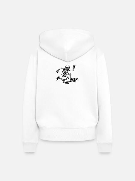 Skateboard-Skelett in Bewegung - Frauen Premium Bio Zip Hoodie - Weiß