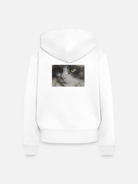 Pixelkatze Mosaikportrait - Frauen Premium Bio Zip Hoodie - Weiß