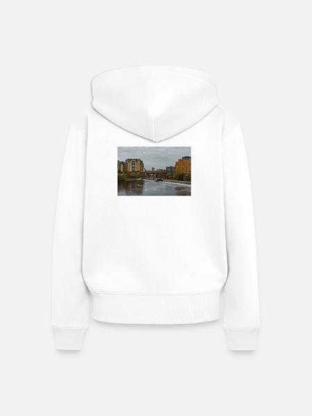 Urbane Flussszene mit Brücke - Frauen Premium Bio Zip Hoodie - Weiß