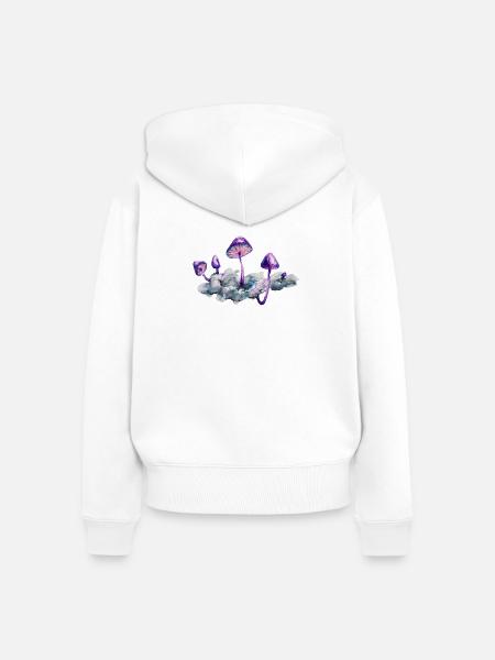 Lila Pilzwolke - Frauen Premium Bio Zip Hoodie - Weiß