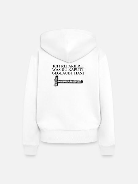 Handwerker Design - Frauen Premium Bio Zip Hoodie - Weiß