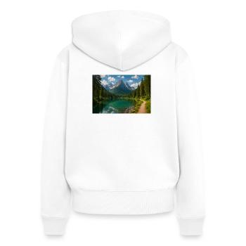 Sentier de lac de montagne dans la forêt - Sweat à capuche zippé Premium bio Femme - blanc - Dos - AI Model Female 172 light (172cm)
