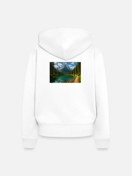 Bergseepfad im Wald - Frauen Premium Bio Zip Hoodie - Weiß