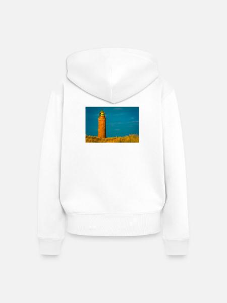 Leuchtturm im Sonnenuntergang - Frauen Premium Bio Zip Hoodie - Weiß