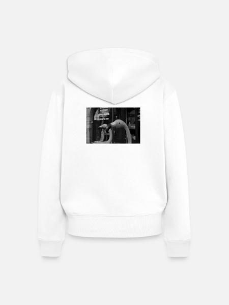 Flamingos Schwarz-Weiße Silhouette - Frauen Premium Bio Zip Hoodie - Weiß