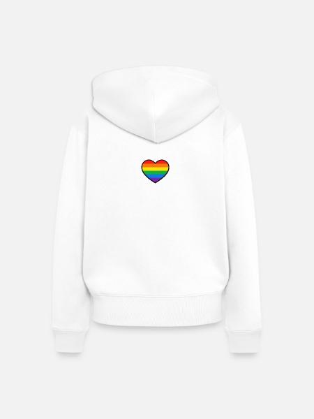 Herz mit Pride-Regenbogenstreifen - Frauen Premium Bio Zip Hoodie - Weiß