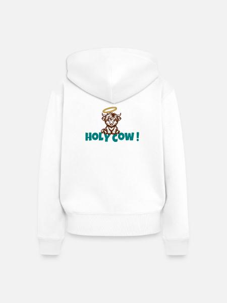 Holy Cow Halo Cartoon - Frauen Premium Bio Zip Hoodie - Weiß